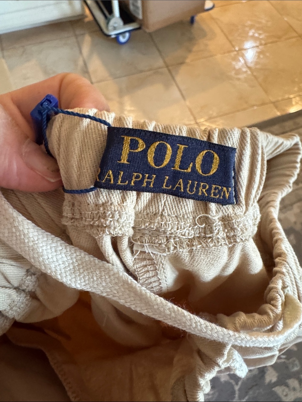Polo by Ralph Lauren Wide-Leg Drawstring Pants in Beige. NWT! - Picture 4 of 5